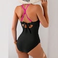 thumbnail image 5 of Women's One Piece Swimsuits Tummy Control Front Cross Bathing Suits Tie Back Slimming V Neck Swimwear Hot Pink S, 5 of 5