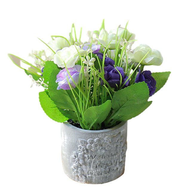 Capullo de flor falso, núcleo de rosa pequeña, bonsái, decoración de escritorio para fiesta en casa, planta en maceta, flor de seda, planta verde