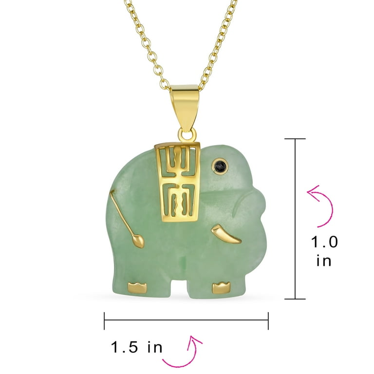 Green jade elephant necklace outlet