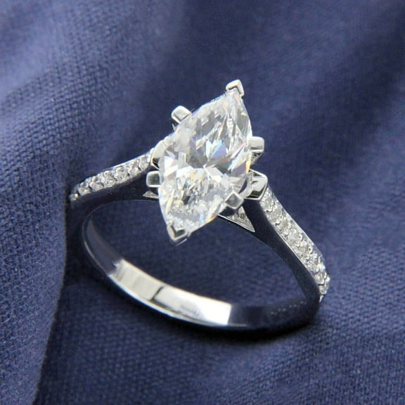 2Ct Marquise Lab-Created Diamond Womens Engagement Ring 14k White Gold Plated Sterling Silver