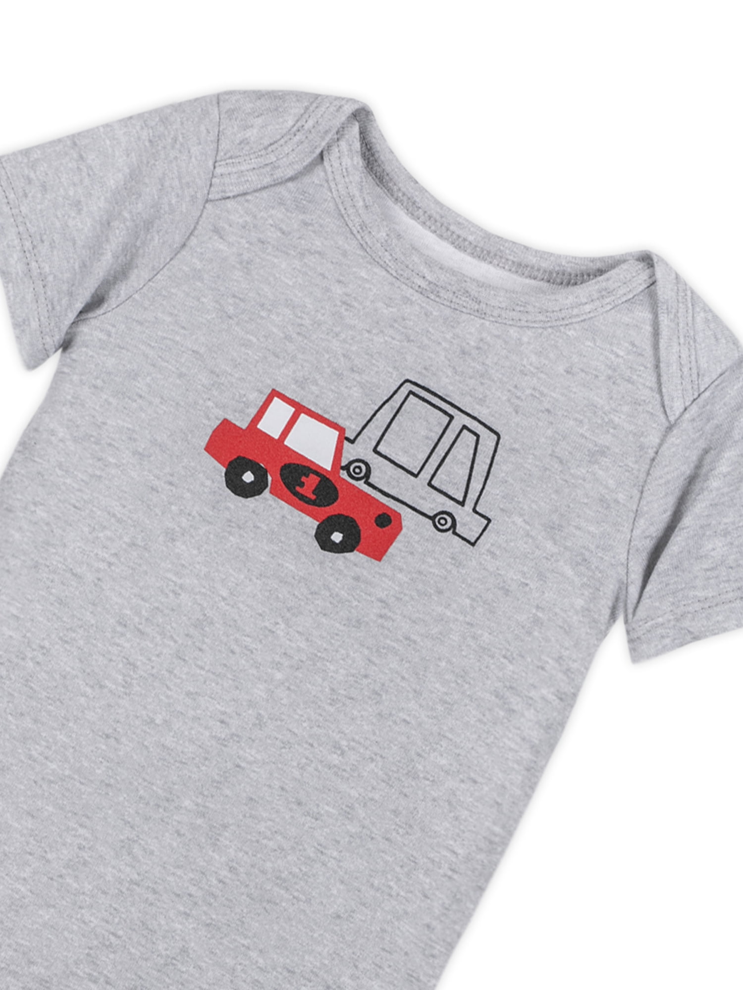 Little Star Organic Baby Boy 5Pk Short Sleeve Bodysuits, Size Newborn - 24 Months