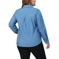 thumbnail image 3 of Agnes Orinda Women's Plus Size Denim Shirt Point Collar Long Sleeve Casual Tops with Pocket 3X Denim Blue, 3 of 6