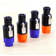MIYAKO Male Speakon Connector, 4 Pack Speakon Male Jack Mount Connector, Audio Speaker Jack Twist Lock 4 Pole Adapter, 4 Pin Speaker Audio Plug, Pair Red and Blue, Compatible with all Equipment 4 Pole