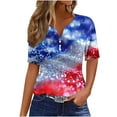thumbnail image 2 of UVEASISHA Sequin Henley Shirts for Women Short Sleeve Party Clubwear Tops Loose Casual Parade Outfits Multicolor S, 2 of 5
