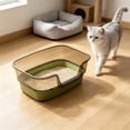 thumbnail image 4 of Large High Sided Cat Litter Box with Scoop, Semi Enclosed Splash Proof Kitty Toilet Tray, Open Top Easy Clean Litter Pan with Anti Scatter Design for Medium Cats and Kittens, 4 of 6