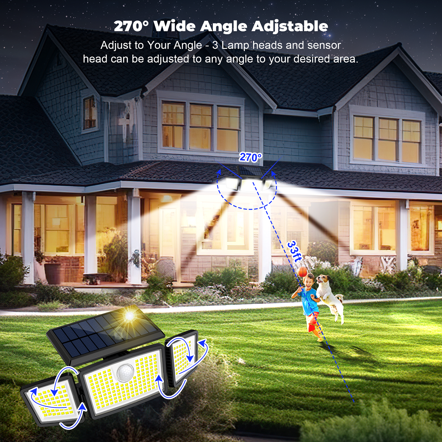 SZRSTH Solar Motion Sensor Flood Light 225 LED photo 3