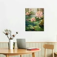 thumbnail image 2 of Nawypu  Water lily wall art Zen style canvas painting, summer lotus pond modern art suitable for family living rooms, restaurants, kitchens, pink lotus canvas wall art, 2 of 4
