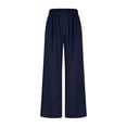 thumbnail image 5 of Womens Wide Leg Palazzo Pants Casual High Waisted Flowy Loungewear Pants with Pockets Summer 2025 Dark Blue,XL, 5 of 7