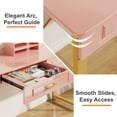 thumbnail image 6 of GYIIYUO Pink Modern Writing Desk with 2 Drawers, Office Desk with Glossy Curved Desktop, Computer Desk with Movable Stand for Bedroom Home Office, Pink and Gold, 6 of 11