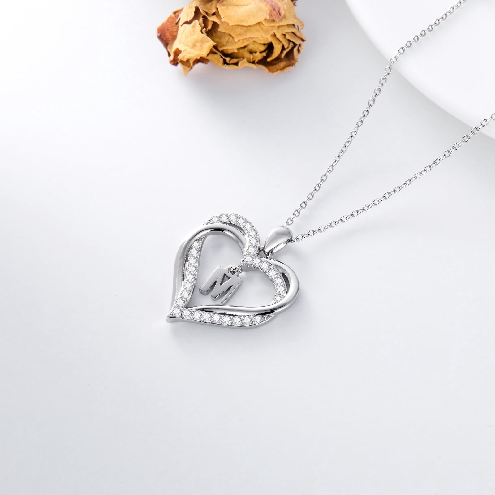 Necklaces Under 10 Dollars for Women Silver Circle Necklace for Women Day  Shaped Bride Jewelry Valentine's Mother Wedding Gift Heart Pendant Letter