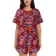 thumbnail image 1 of Fotbe Red Lips Kissing Conjunto de Pijama Estampado para Mujer, 2 Piezas, Ropa de Dormir con Camiseta de Manga Corta y Shorts Suaves-3X-Large, 1 of 6