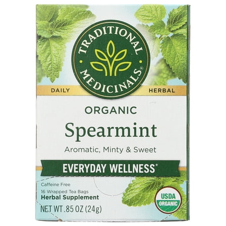 Pack of 6, Traditional Medicinals Organic Spearmint Tea, 16 bg - 0.85 oz