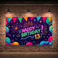 thumbnail image 5 of Colorful Neon Style Happy 13 Birthday Backdrop Banner Party Decors Background Photography Props for Birthday Party Celebration Decorations Photo Booth Setup, 5 of 8