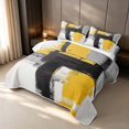 thumbnail image 3 of Erosebridal Yellow Gray White Black Bed Spread Queen, Aesthetic Oil Painting Queen Coverlet Set, Black Reversible 3pcs 1 Quilt and 2 Pillowcases, 3 of 7