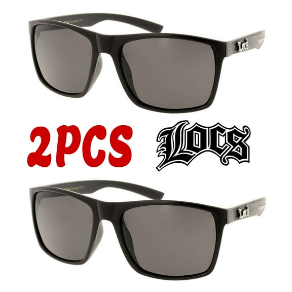Locs 2 Pack Deal Hardcore Fashion HipHop Black Sunglasses Wood Print 91121