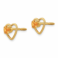 thumbnail image 2 of Fine Color Jewels Citrine Heart Stud Earrings for Women 14K Yellow Gold Button Style, 2 of 7
