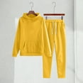 thumbnail image 5 of JUMEYU Two Piece Set for Girls Girls Clothes Patchwork Sweatshirt Elastic Waist Sweatpants with Pockets 2PCs Girls' Clothing Sets Size 13-14 (Light Yellow,13-14 Years), 5 of 9