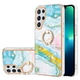 thumbnail image 1 of for Samsung Galaxy S23 Ultra Case, Soft TPU + IMD Marble Pattern Shiny Ring Kickstand Case for Girls and Women, Lens Protection Case for Samsung Galaxy S23 Ultra, Green/Pink, 1 of 4