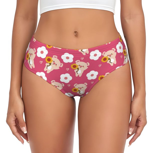 Fotbe Piggy Sunflower Calzones Estampados para Mujer – Ropa Interior de Algodón, Cómoda, Suave y Elástica-XX-Large