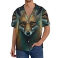 thumbnail image 1 of Balery Vintage Pattern Fox Camisa Casual de Manga Corta con Botones para Hombre, Texturizada, Estilo Cubano, para Playa, Verano-XX-Large, 1 of 5