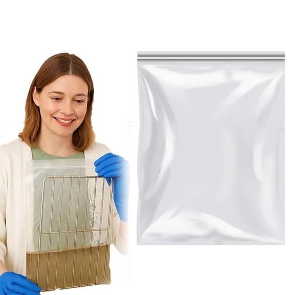 TXYRDXK Oven Rack Cleaning Bags, Heavy Duty No Scrub Oven Rack Cleaning Bags, Reusable Leak-Resistant PE Bags for Deep Soaking Grill Grates, BBQ Racks, No Cleaner Included, 1 Pack, 16x24inch