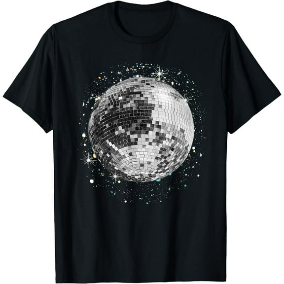 Black and White Disco Ball Club Retro T-Shirt