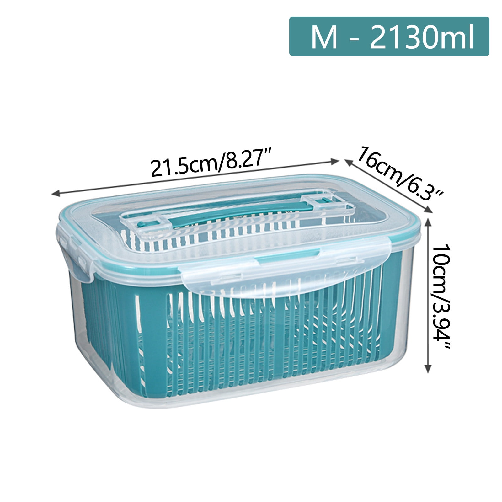 Qonioi Fruit Vegetable Storage Containers, Large Capacity Fridge Organizer with Draining Basket, Produce Keepers for Berries Lettuce Meal Prep Pantry