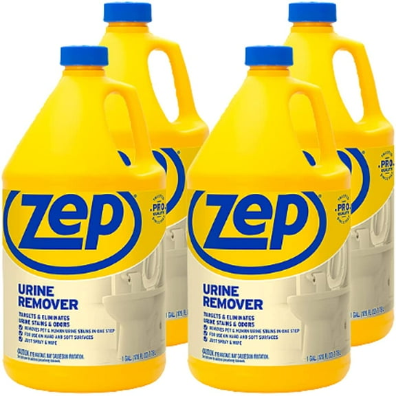Zep Urine Remover - 1 Gallon (Case of 4) ZUURMV128 - Targets and Eliminates Urine Odors and Stains, Use On Hard and Soft Surfaces