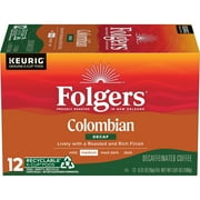 Folgers Colombian Decaffeinated Coffee, Medium Roast, Keurig K-Cup Pods, 12 Count Box