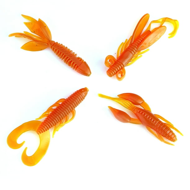 Lot 3 Leurres Souples Crevettes 10 Cm – Caoutchouc Réaliste Avec Yeux Lumineux & Crochet Affûté – Pêche En Mer & Eau Douce