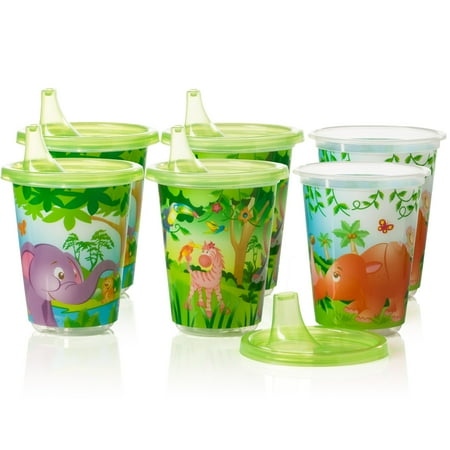 Evenflo Feeding Zoo Friends Convenience Hard Spout Sippy Cup - 10oz, Green, 6ct