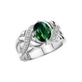 thumbnail image 4 of RYLOS Rings for Women 14K White Gold Ring Classic 9X7MM Oval Gemstone &  Diamonds Green Sapphire Jewelry Size 9, 4 of 8