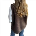 thumbnail image 4 of Chalecos de Forro con Cuello en V para Mujer, Chaquetas de Felpa con Botones, Sin Mangas, con Bolsillos. Color Café XL, 4 of 6