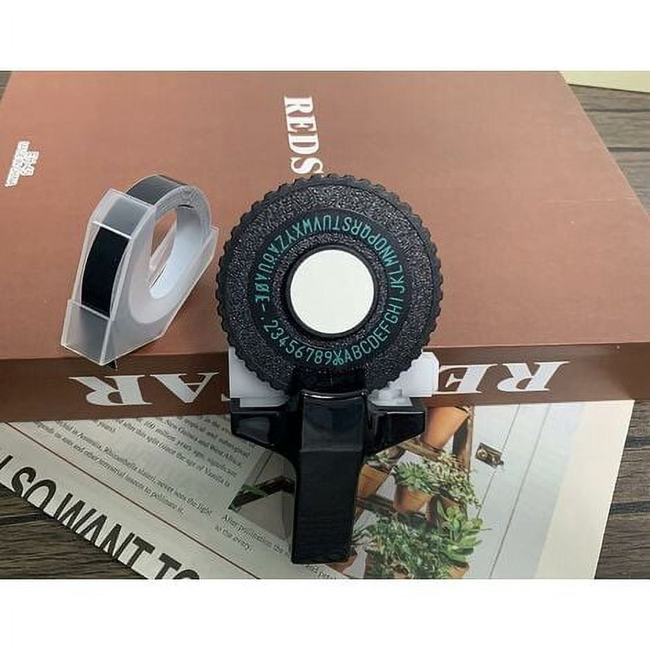 3D Label Printer Click on Small Model Label Manufacturer Manual DIY Lettering Machine Embossing Machine with for DYMO Printer Ribbon Cutting Black Ribbon