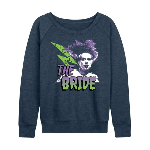 Classic Monsters - Bride of Frankenstein Retro Lightening Bolt - Women's Lightweight French Terry Long Sleeve Shirt