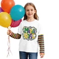 thumbnail image 5 of KKBOTIVE Kids Mardi Gras Outfit Casual Striped Long Sleeve Shirt Round Neck Tops for Boys Girls Daily Festive Tees Pullover, White Size: 5-6 Years, 5 of 6