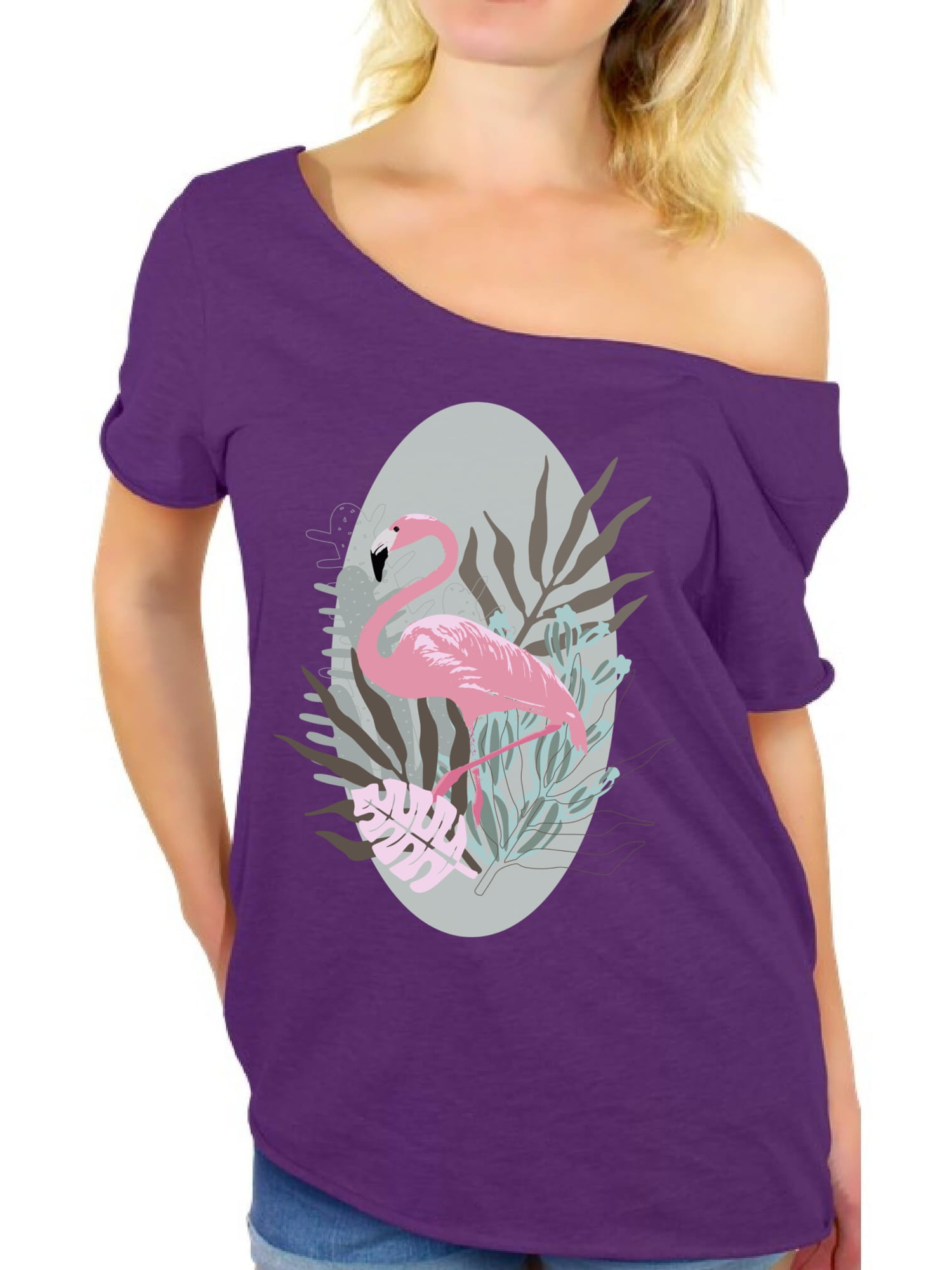 Awkward Styles Tropical Flamingo Off The Shoulder Tshirt for Women ...