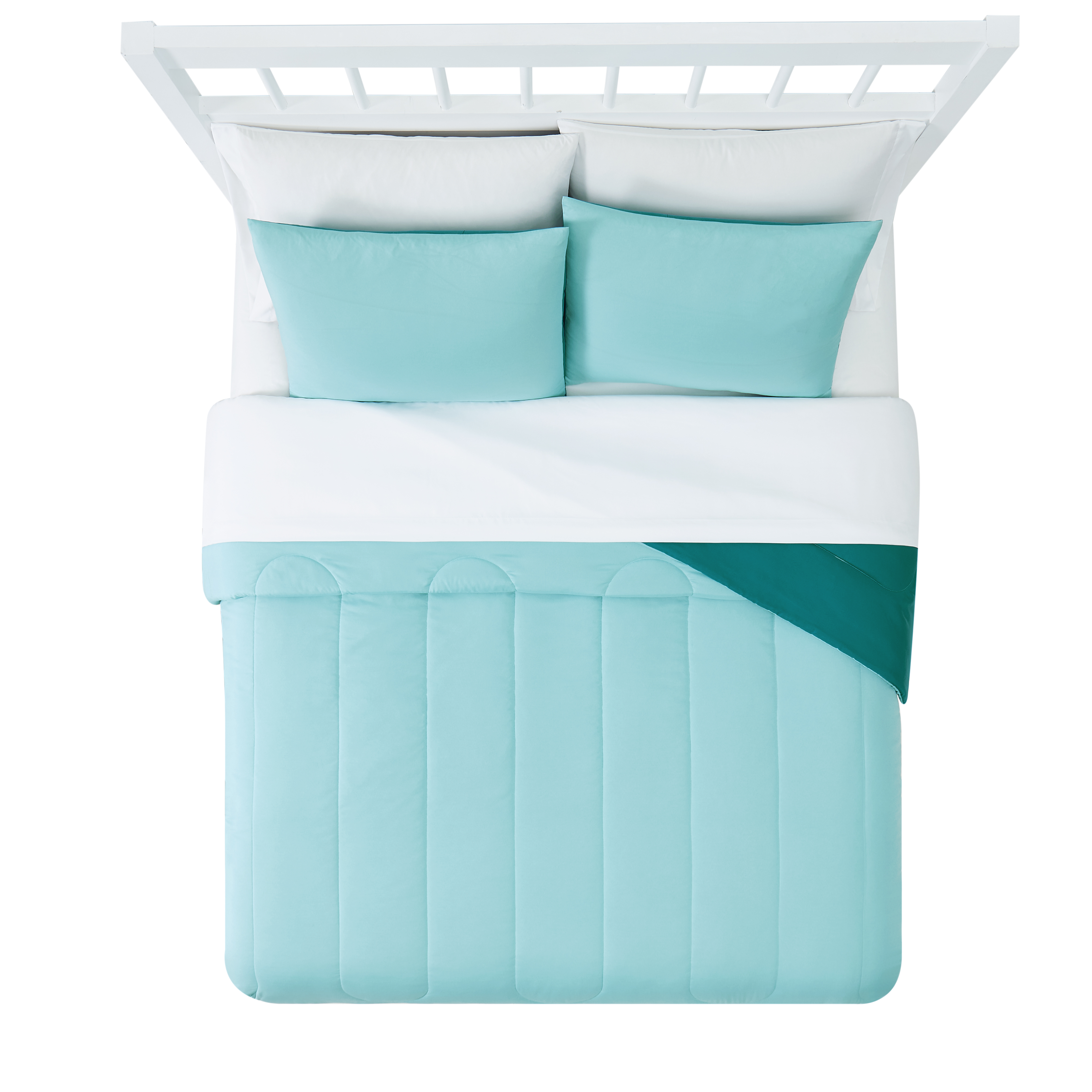 Mainstays Teal Reversible 7-Piece Bed in a Bag Comforter Set with Sheets, Queen - image 2 of 8