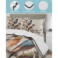 thumbnail image 4 of Quilts Twin XL Size, Country Birds Soft Comforter Bedding Set for Bed, Envelope Postmark Vintage Farmhouse Botancial Lightweight Quilted Bedspread with Pillow Cover(2 Pieces), 68x98 Inch, 4 of 6