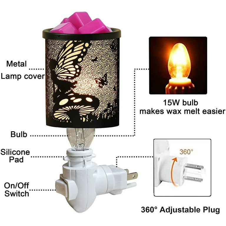 Outlet Plug in Wax Warmer for Scented Wax Candle Burner Warmer Metal Electric Wax Melt Warmer No Flame No Smoke, Fairy Pattern, Size: 3.35