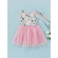thumbnail image 4 of Qmyliery Girls' Princess Dress Stitching Mesh Hem Puffy Flower Sleeveless Dress Pink, 4 of 9