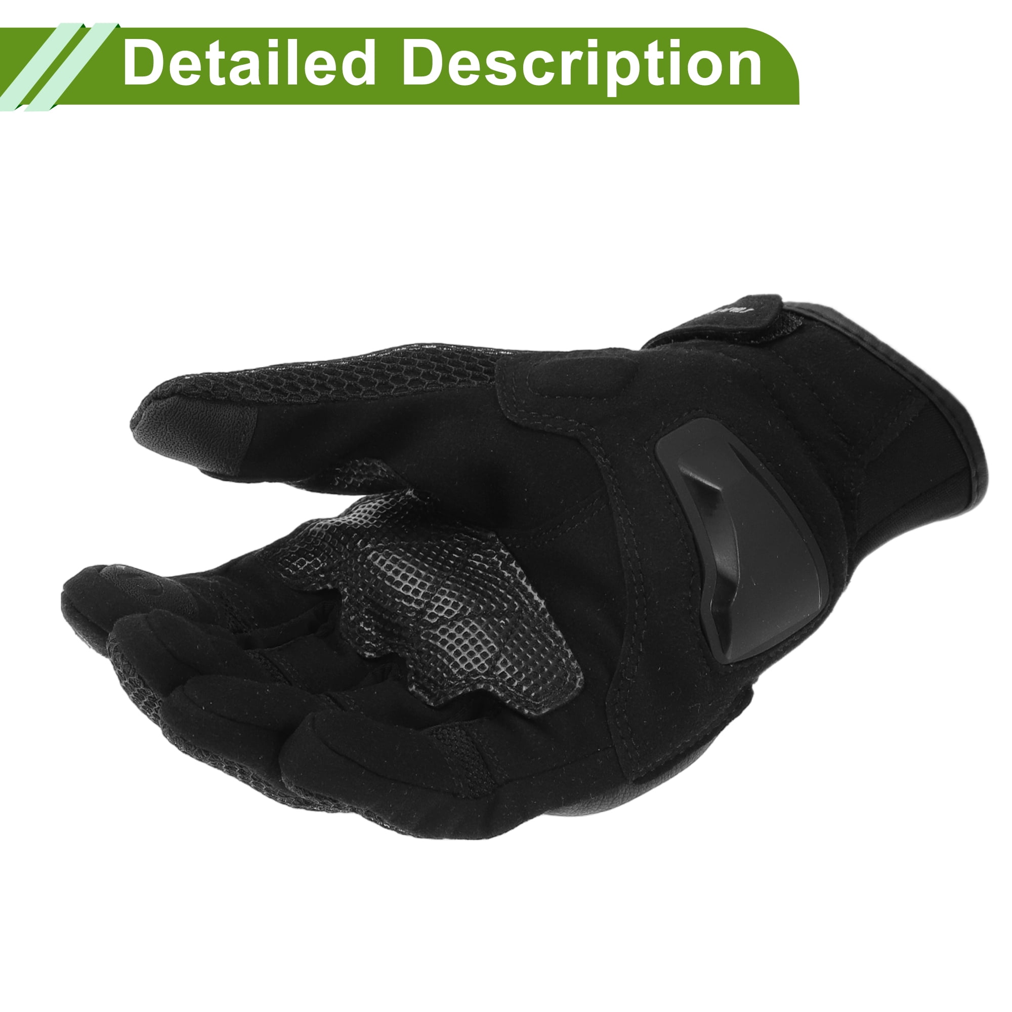 Unique Bargains S Motorcycle Gloves Breathable Full Finger Gloves Leather Outdoor Gloves Black 1 Pair
