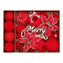 Deeceymbur 38 Pcs Red Velvet Christmas Ornaments Set 9.3x12.6x3.15in Festive Tree Hanging Decor Baubles for Magical Holiday Displays