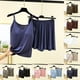 thumbnail image 4 of Conjunto de pijama de verano para mujer de 2 piezas: cuello cuadrado, manga corta, poliéster suave, ropa para dormir y estar por casa., 4 of 6