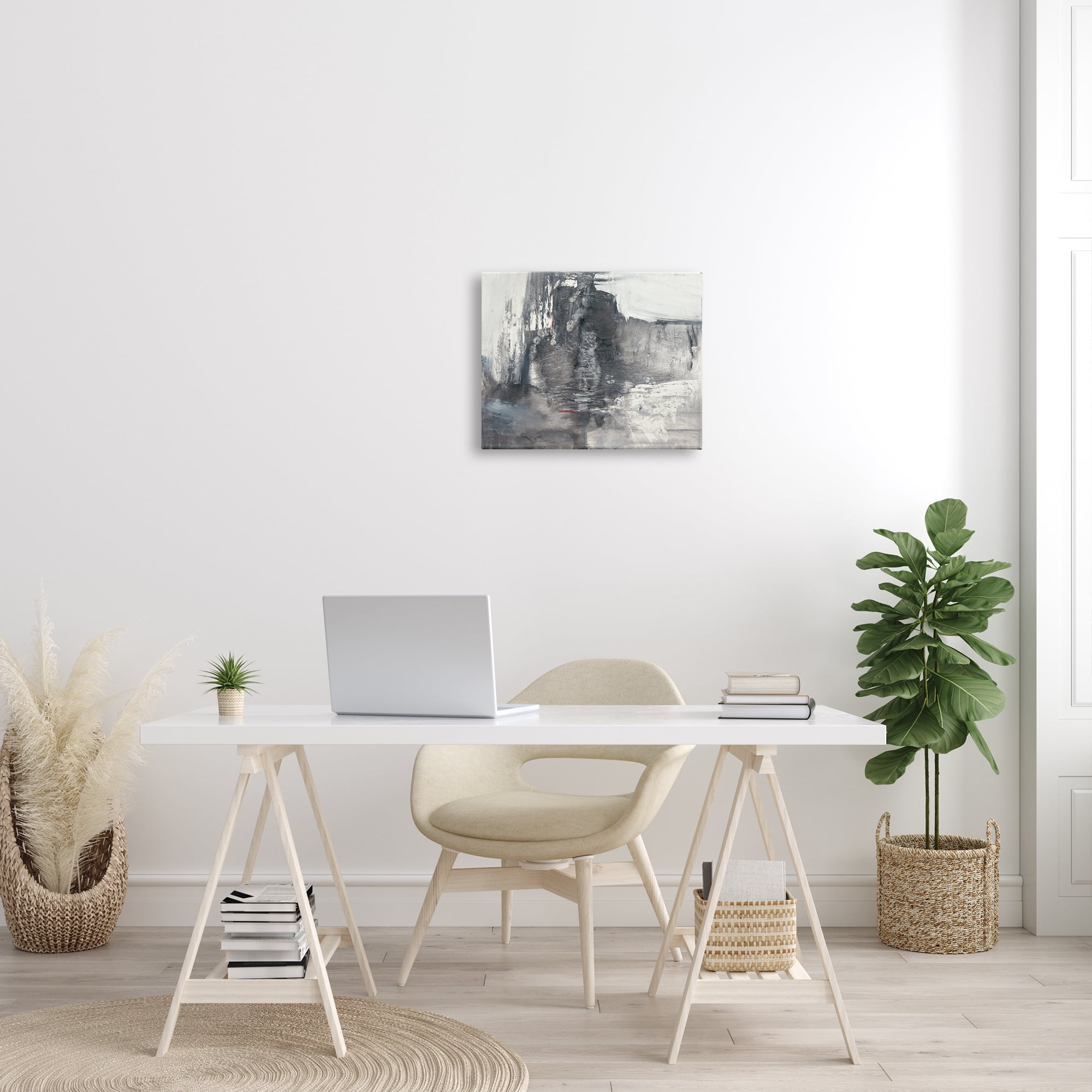 Stupell Industries Intense Movement Abstraction Contrasting Soft Grey White , 16 x 20, Designed by Michell Oppenheimer