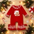 thumbnail image 2 of larppty Baby Girl First Christmas Outfit My 1st Christmas Newborn Romper Long Sleeve Jumpsuit Infant Santa Outfit, 2 of 7