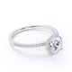 thumbnail image 3 of JeenMata Anillo de Compromiso de 1 Quilate con Corte Redondo y Halo Pavé en Baño de Oro Blanco de 18 K sobre Plata, 3 of 5