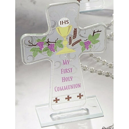 First Communion Glass - Tabletop Cross-My First Holy Communion-Glass (6