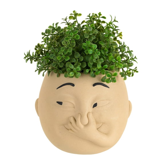 Nuptio Funny Bathroom Planter Decor Plant Potced Indoor Quirky Holding Nose Pot for Shelf Toilet Decoration