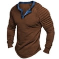 thumbnail image 1 of AherBiu Chemises à Manches Longues pour Hommes Ajustées Extensibles Col Rond Boutons T-Shirts Athlétiques Course Gym T-Shirts Tops, 1 of 5